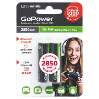 Аккумулятор бытовой GoPower 00-00015318, AA/HR6 Ni-MH, 2850мАч, 2шт