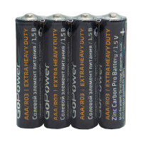 Элемент питания GoPower 00-00015593, R03 AAA Shrink 4 Heavy Duty солевой 1.5V, 4шт