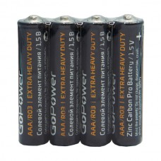00-00015593 Элемент питания R03 AAA Shrink 4 Heavy Duty солевой 1.5V, 4шт, GoPower