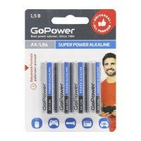 Элемент питания GoPower 00-00015601 Super Power Alkaline, AA/LR6 щелочной 1.5В, 4шт