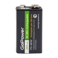 Аккумулятор бытовой Крона GoPower 00-00017020, 6F22 Ni-MH 9В 250мАч