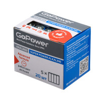 Элемент питания GoPower 00-00017749 Super Power Alkaline, LR03/AAA щелочной 1.5В, 20шт