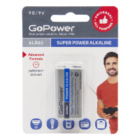 Элемент питания Крона GoPower 00-00017863 Super Power Alkaline, 6LR61 9В, щелочной