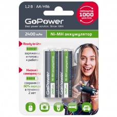 00-00018320 Ready-to-Use Аккумулятор предзаряженный AA/HR6 Ni-MH, 2400мАч, 2шт, GoPower