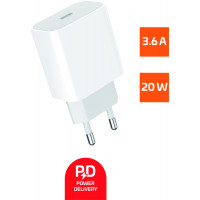 Сетевое зарядное устройство GoPower 00-00022766, GPPD06 Type-C 20W PD3.0, белый