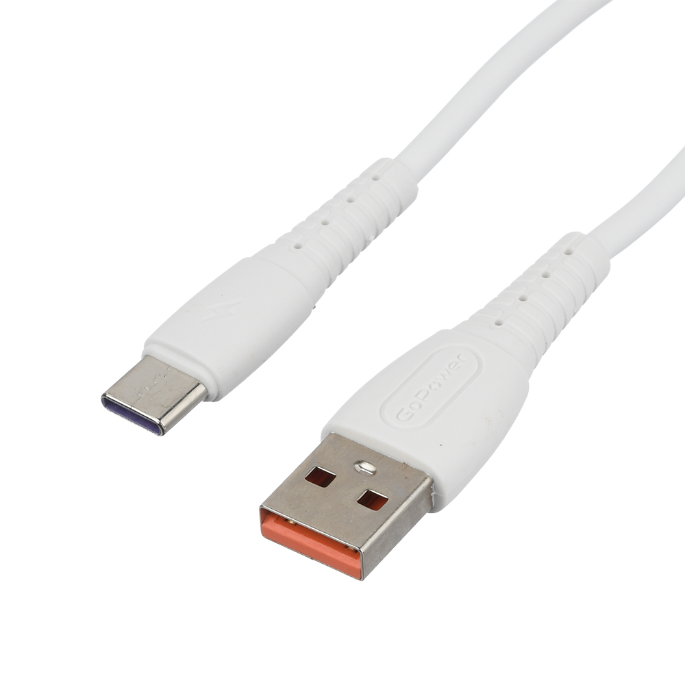 Кабель GoPower 00-00022801, GP07T USB (m)-Type-C (m) 1.0м 2.4A, силикон, белый
