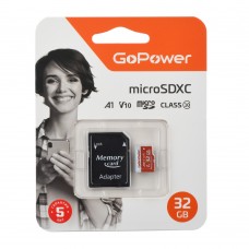00-00025679 Карта памяти microSD 32GB Class10 UHS-I (U3) 80 МБ/сек V30 с адаптером, GoPower