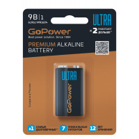 Элемент питания Крона GoPower 00-00026400 Ultra, 6LR61 Alkaline 9В