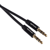 Кабель GoPower 00-00027478, AUX 3.5мм (m)- 3.5мм (m), 1.0м, TPE черный, в пакете
