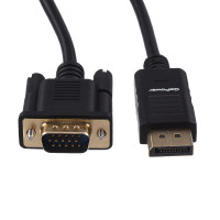 Кабель GoPower 00-00027497, DisplayPort (m)-VGA (m) 1.8м ПВХ, черный