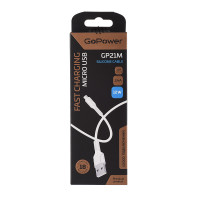 Кабель GoPower 00-00028364, GP21M USB (m)-microUSB (m) 2.4A силикон белый