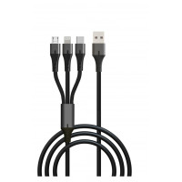 Кабель GoPower 00-00028388, GP21-3-1.2M USB (m)-Type-C/Lightning/microUSB (m) 1.2м черный