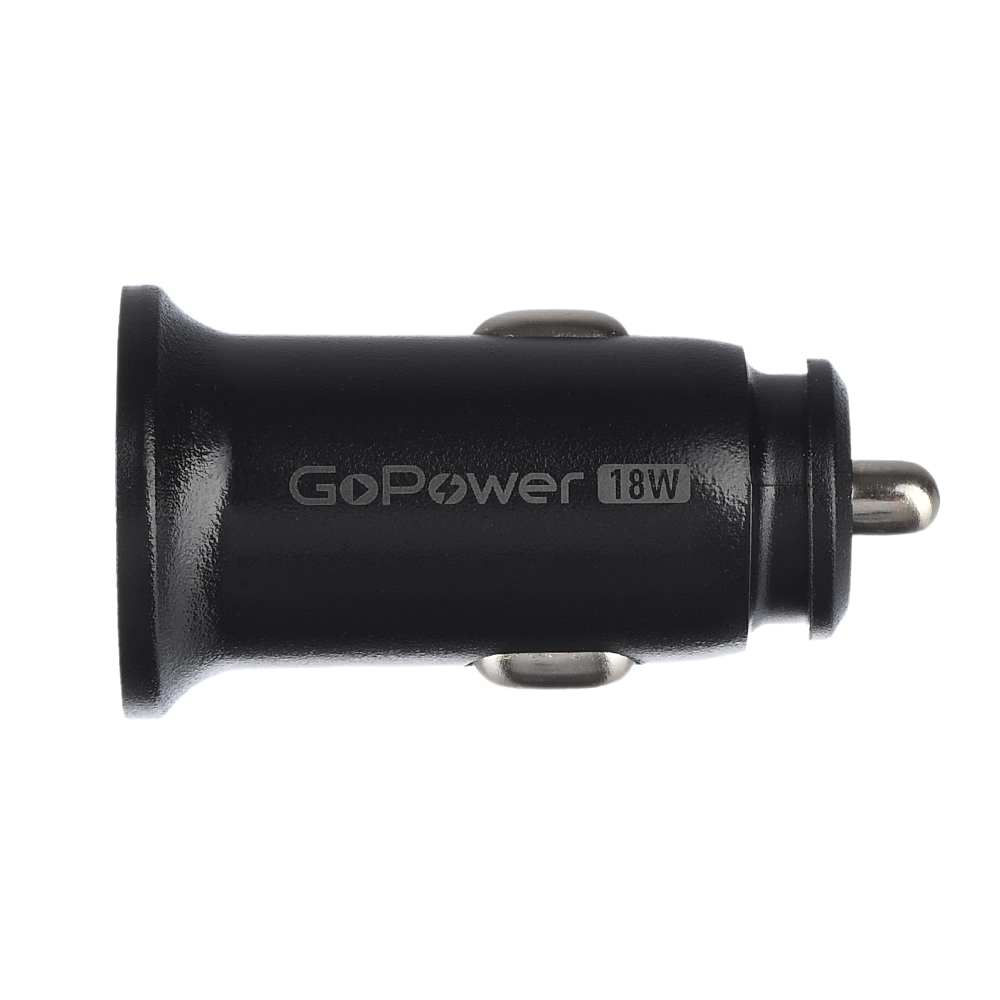 00-00028407 Автомобильное зарядное устройство GPQC11-1U 1USB 18Вт, черный, GoPower