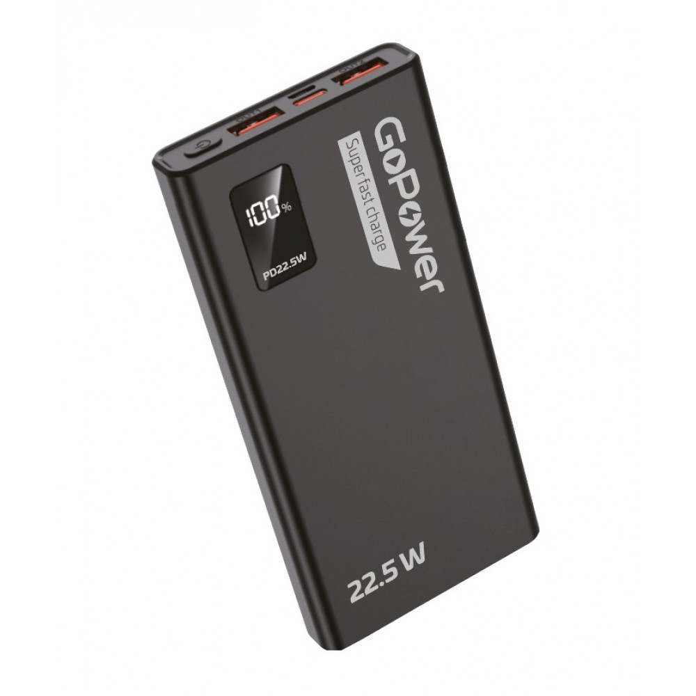 Внешний аккумулятор GoPower 00-00029660, PB03-20 20000mAh 3.0A 22.5W 2USB/Type-C черный