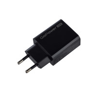 Сетевое зарядное устройство GoPower 00-00030975, GPQC08, 1USB+1Type-C, 20Вт QC3.0, черный