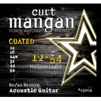 Curt Mangan 80/20 Bronze Medium Light Coated Set 12-54 струны для акустической гитары, бронзовая навивка с покрытием