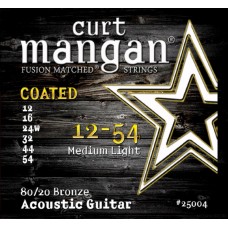 Curt Mangan 80/20 Bronze Medium Light Coated Set 12-54 струны для акустической гитары, бронзовая навивка с покрытием