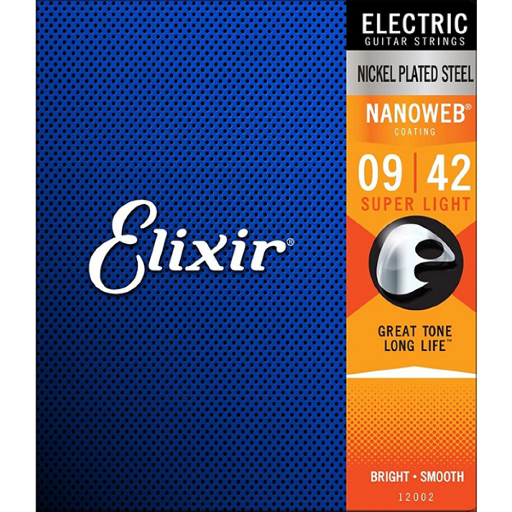 12002 NANOWEB Комплект струн для электрогитары, Super Light, 9-42, Elixir