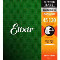 Комплект струн для 5-струнной бас-гитары Elixir 14202 NANOWEB, никелированные, Light, 45-130
