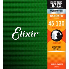 14777 NANOWEB Комплект струн для 5-струнной бас-гитары, Medium w/Light B, 45-130, Elixir