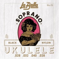 15-Soprano Комплект струн для укулеле сопрано, черный нейлон, La Bella