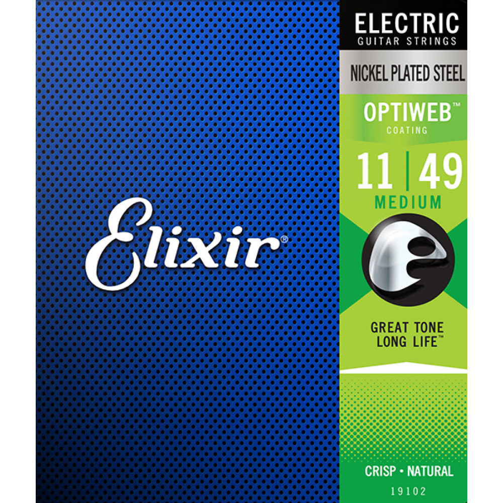Комплект струн для электрогитары Elixir 19102 Optiweb, никелированная сталь, Medium 11-49