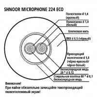 Кабель микрофонный симметричный SHNOOR 224BLK-ECO-100m, 2x0.12мм, d6, 100м