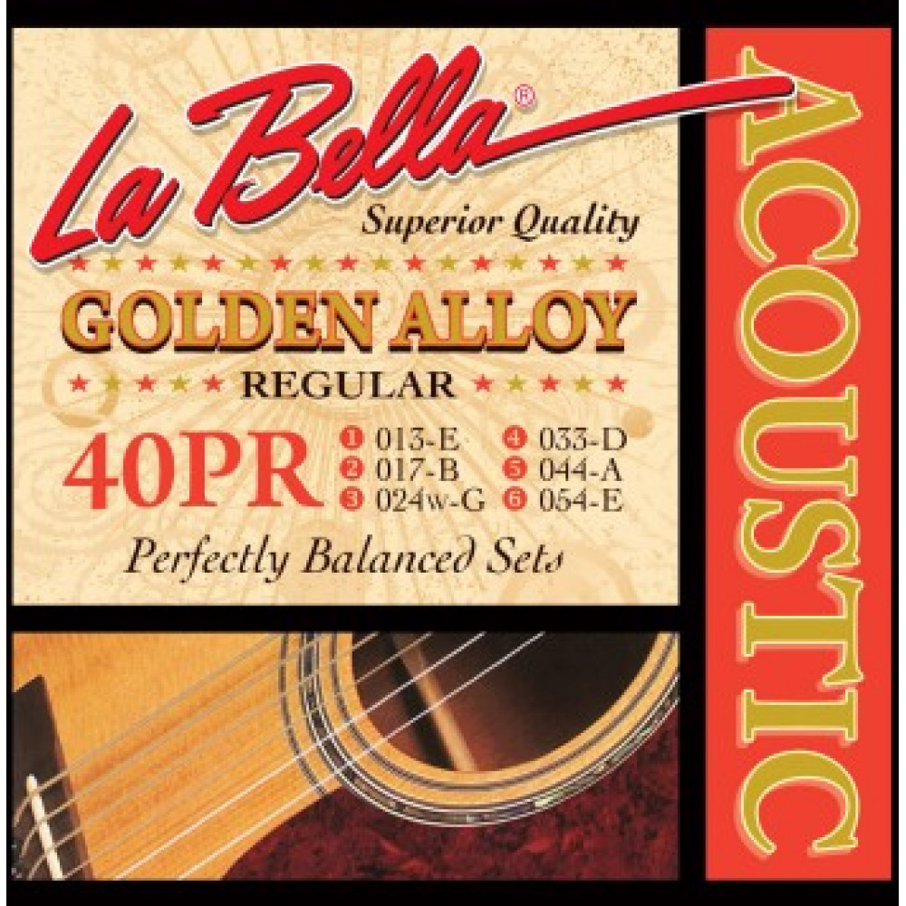 40PR Golden Alloy Комплект струн для акустической гитары, бронза 80/20, 13-54, La Bella