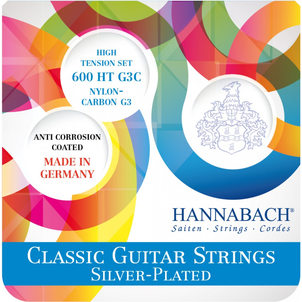 600HT-G3C Silver-Plated Комплект струн для классической гитары, сильное натяжение, Hannabach