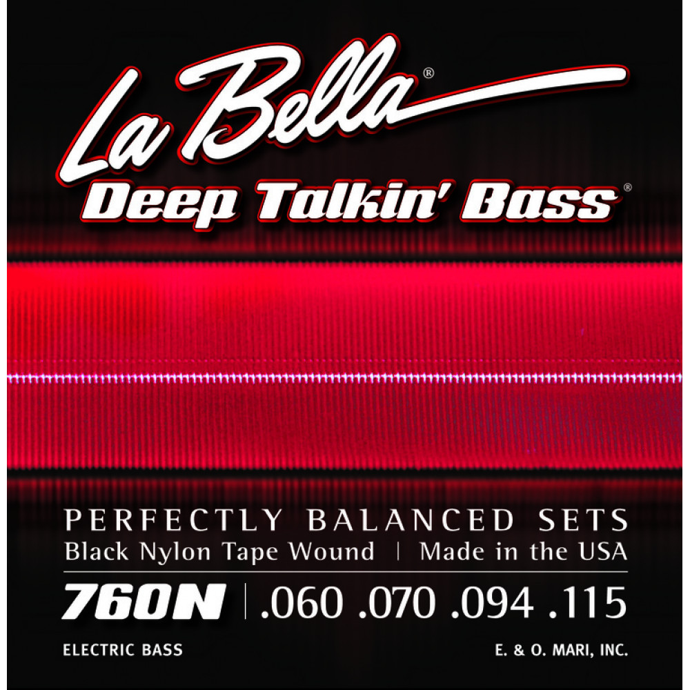 760N Deep Talkin' Bass Комплект струн для бас-гитары, черный нейлон, 60-115, La Bella