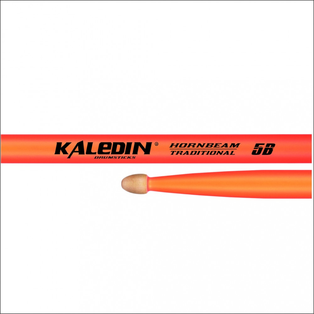 7KLHBOR5B 5B Барабанные палочки, граб, флуоресцентные оранжевые, Kaledin Drumsticks