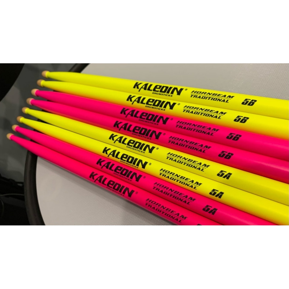 7KLHBYL5B Yellow 5B Барабанные палочки, граб, флуоресцентные желтые, Kaledin Drumsticks