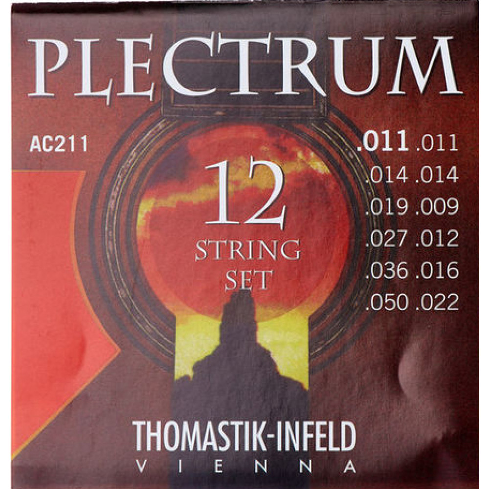 AC211 Plectrum Комплект струн для 12-струнной акустической гитары, сталь/бронза, 11-50, Thomastik