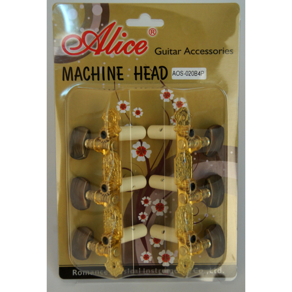 AOS-020B4P Комплект колковой механики на классическую гитару, позолоченный, Alice