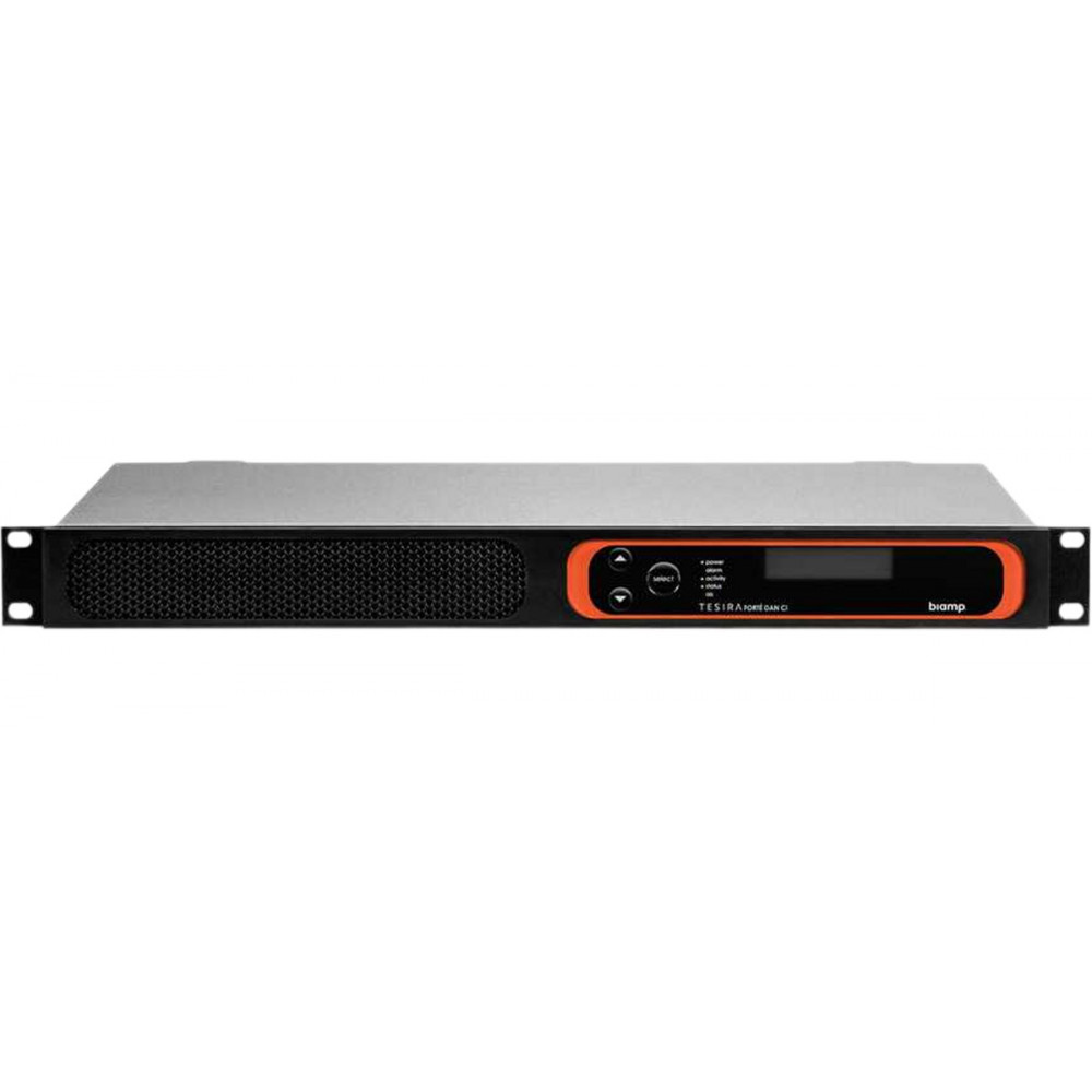 Аудиопроцессор BIAMP [TesiraFORTE DAN CI] (DSP): 12 вх. C AEC, 8 вых. (Euroblock); 32 x 32 Dante; 8 CH по USB; OLED-дисплей, Ethernet (RJ45), RS-232. ПО Tesira. Logic I/O. 1U.