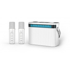 Переносная караоке система [TRS2403] iconBIT [K902W] Колонка 10Вт, 2 микрофона Bluetooth, световые эффекты, аккумулятор в колонке 3000mah и микрофонах, 22.3*9.6*15.7CM, цвет белый
