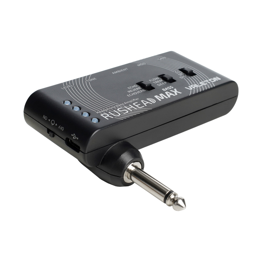 Компактный басгитарный усилитель-эмулятор Rushead Max Bass Valeton [RH-101] 5 регулировок для управл.модели clean,overdrive and distortion,эффекты:chorus, tremolo,flanger,reverb,delay,вход Aux, время работы от встроенн.аккумулятора 5 час. зарядка по USB
