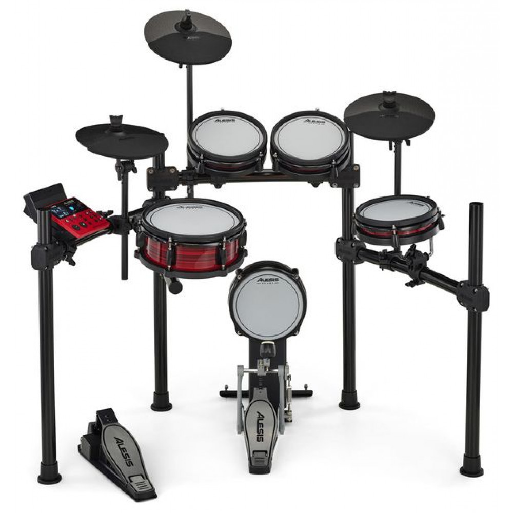 Электронная ударная установка [NITROPROKITXEUK] Alesis [NITRO PRO KIT] 1 x 10" двухзонный малый барабан, 3 x 8" двухзонных тома, 1 x 8" сетчатый бас-барабан, 1 x 10" Hi-Hat, 2 x 10" тарелки с функцией заглушения
