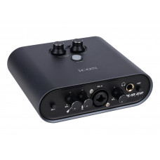 Аудиоинтерфейс USB [110313A2003] Icon [Duo22 Dyna B] АЦП/ЦАП: 24 бит/192 кГц, 127 дБ, входы/выходы: Combo XLR/TRS, 1/4" TS/ 2х1/4" TRS, 1/8" mini Jack стерео, 1/4" TRS стерео выход на наушники, USB-C, +48 В, цвет черный