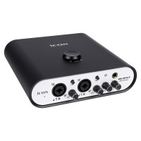Аудиоинтерфейс USB [110313A2004] Icon [Duo44 Dyna B/W] АЦП/ЦАП: 24 бит/192 кГц, 127 дБ, входы/выходы: 2хCombo XLR/TRS/ 2х1/4" TRS, 1/8" mini Jack стерео, 1/4" TRS стерео выход на наушники, MIDI, +48 В, цвет черный/белый