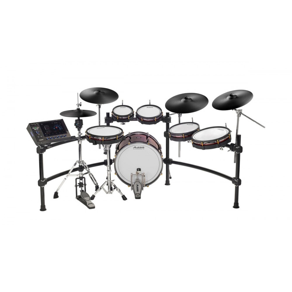 Электронная ударная установка [STRATAPRIMEKIT] Alesis [STRATA PRIME KIT] Барабаны: 14 малый, 8"/10"/12"/14 томы, 20 кик; арелки: Две 16 краш-тарелки, 18 райд, 14 хэт; Модуль: 10.1-дюймовый сенсорный экран, движок BFD (2 места)