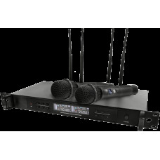 Микрофонная радиосистема Axelvox [DWS7000HT (TD Bundle)] UHF 710-726 MHz, True Diversity, 2 x 32 канала, LCD дисплей, 2х ИК порт, 2 ручных микрофона, 2 силиконовых кольца.