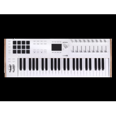 MIDI клавиатура [231621] Arturia [KeyLAB 49 MK3 White] 49 клавиш, полувзвешенная механика, дисплей, 12 пэдов, 9 фейдеров, 9 поворотных регуляторов, 3 входа для подключения педалей, MIDI in/out, USB-C