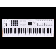 MIDI клавиатура [231631] Arturia [KeyLAB 61 MK3 White] 61 клавиша, полувзвешенная механика, дисплей, 12 пэдов, 9 фейдеров, 9 поворотных регуляторов, 3 входа для подключения педалей, MIDI in/out, USB-C
