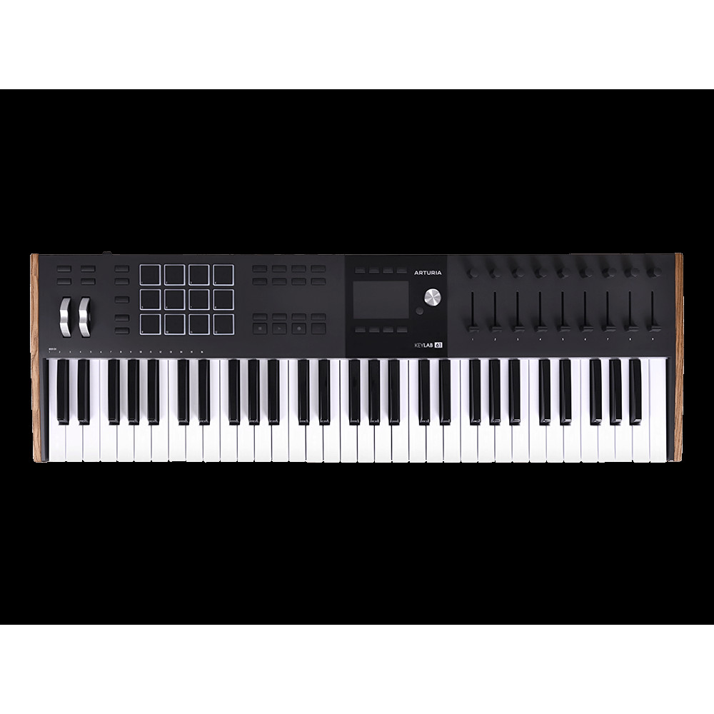MIDI клавиатура [231632] Arturia [KeyLAB 61 MK3 Black] 61 клавиша, полувзвешенная механика, дисплей, 12 пэдов, 9 фейдеров, 9 поворотных регуляторов, 3 входа для подключения педалей, MIDI in/out, USB-C