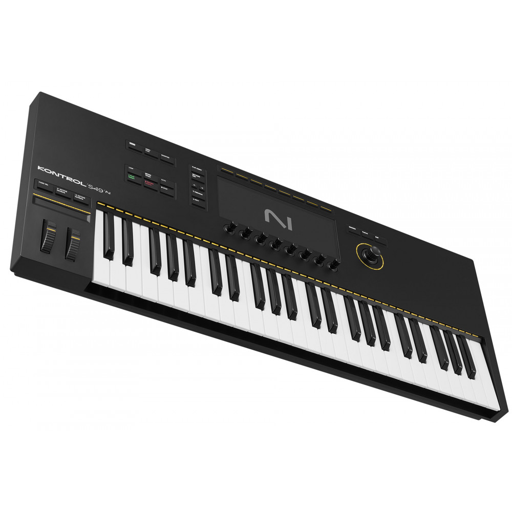MIDI клавиатура [29849] Native Instruments [Kontrol S49 Mk3] 49 клавиш, полувзвешенные,чувствительны к скорости нажатия с послекасанием, дисплей, 8 энкодеров, колеса высоты тона и модуляции, 4 входа для педалей, MIDI вход/выход