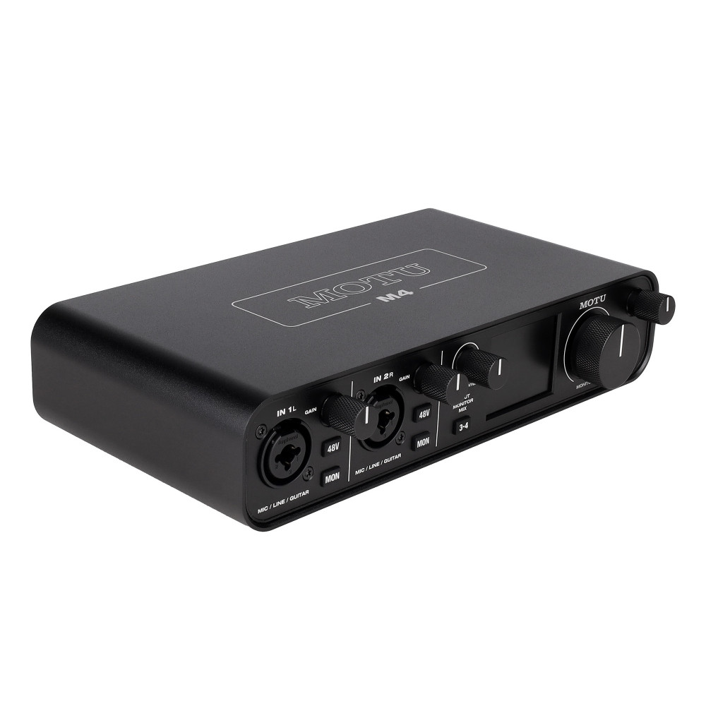 Аудиоинтерфейс USB [3140/3141] Motu [M4] АЦП/ЦАП: 24 бит/192 кГц, ЦАП ESS Sabre32 Ultra, 120 дБ, THD+N: -110 дБ, 2xCombo XLR/TRS, 2x1/4" TRS Jack входа / 4xRCA выхода, 4x1/4" TRS Jack выхода, 1/4" TRS Jack выход для наушников, MIDI, USB-C