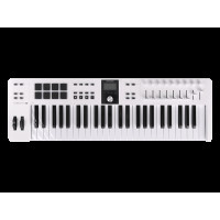 MIDI клавиатура [231521] Arturia [KeyLab Essential 49 mk3 White] 49 клавиш, LCD дисплей, 9 энкодеров, 8 пэдов, 9 фейдеров, 12 кнопок управления, колеса высоты тона и модуляции, 1/4" Jack вход для педали, MIDI выход, Type-C