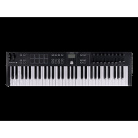 MIDI клавиатура [231532] Arturia [KeyLab Essential 61 mk3 Black] 61 клавиша, LCD дисплей, 9 энкодеров, 8 пэдов, 9 фейдеров, 12 кнопок управления, колеса высоты тона и модуляции, 1/4" Jack вход для педали, MIDI выход, Type-C