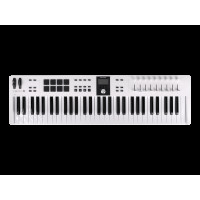 MIDI клавиатура [231531] Arturia [KeyLab Essential 61 mk3 White] 61 клавиша, LCD дисплей, 9 энкодеров, 8 пэдов, 9 фейдеров, 12 кнопок управления, колеса высоты тона и модуляции, 1/4" Jack вход для педали, MIDI выход, Type-C